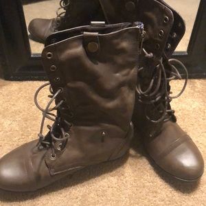 Brown combat boots